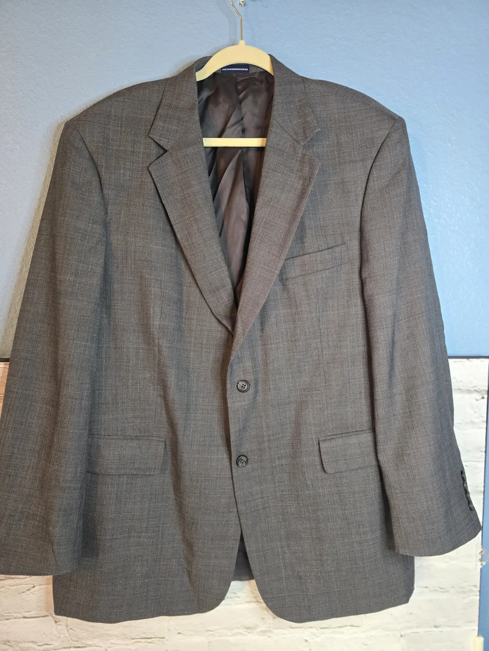 Stafford Brown-Gray Men's Two-Button Blazer Sz 44R
